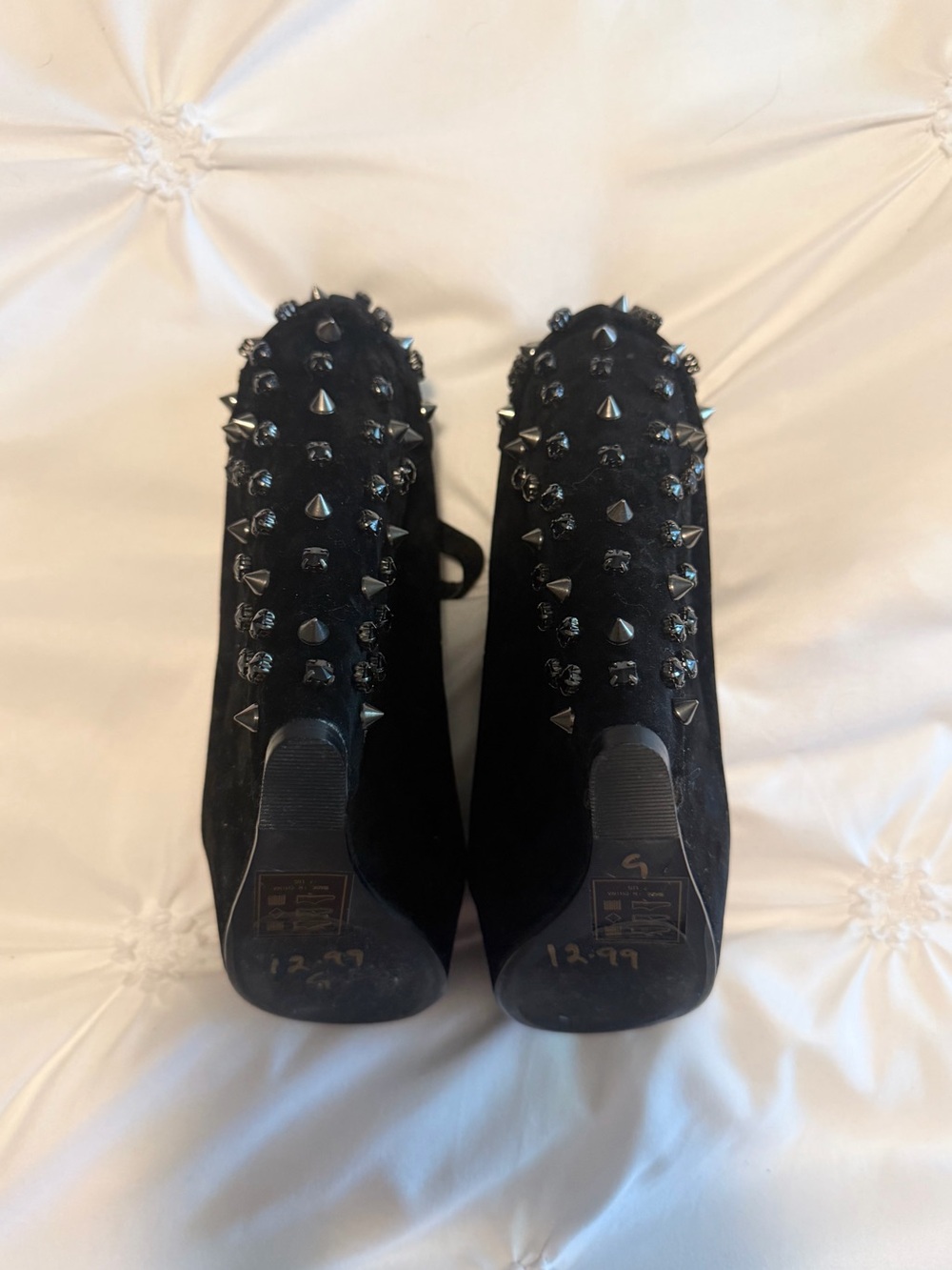 black wedge spike heels